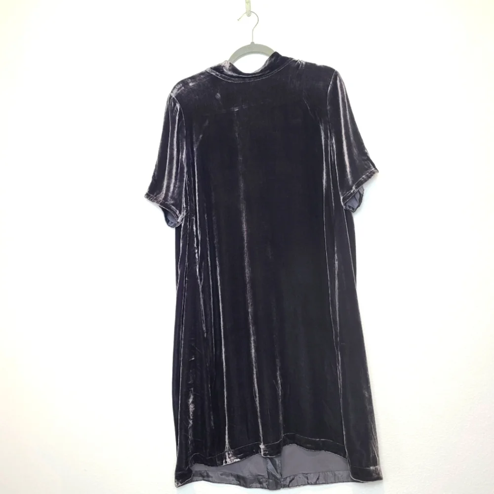 EILEEN FISHER Velvet Mock Neck Velour Tie Back Silk Blend Dress NWT Size… - Picture 4 of 9